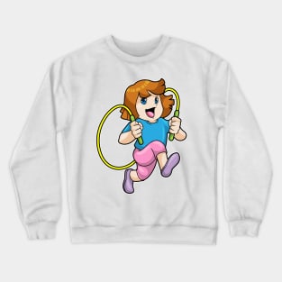 Girl at Fitness with Skipping rope Crewneck Sweatshirt